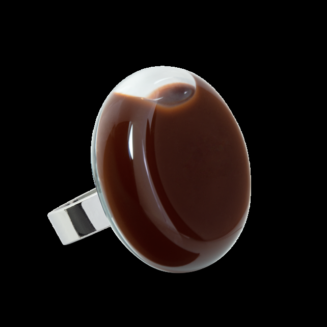 pylones Bague en verre soufflé - Platine Medium Milk