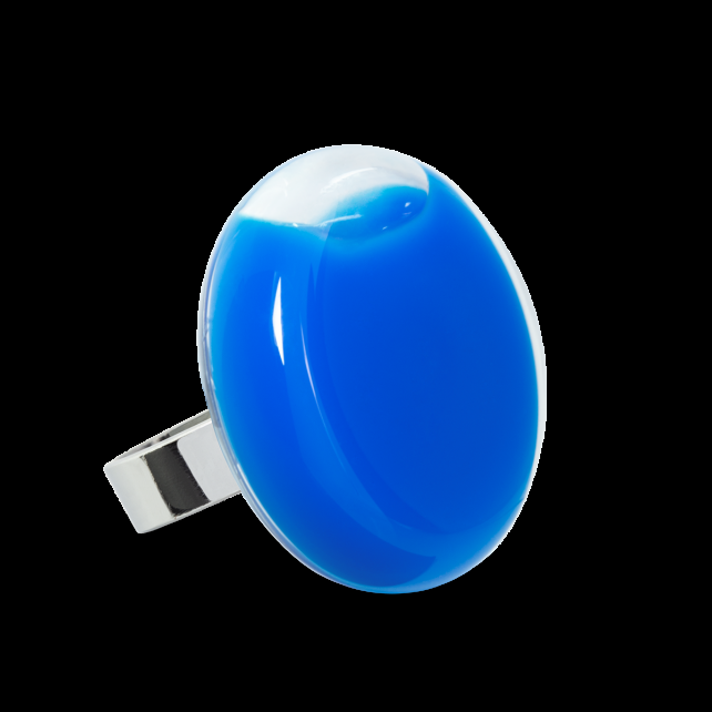 pylones Bague en verre soufflé - Platine Medium Milk