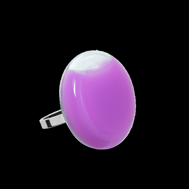 pylones Bague en verre soufflée - Platine Mini Milk