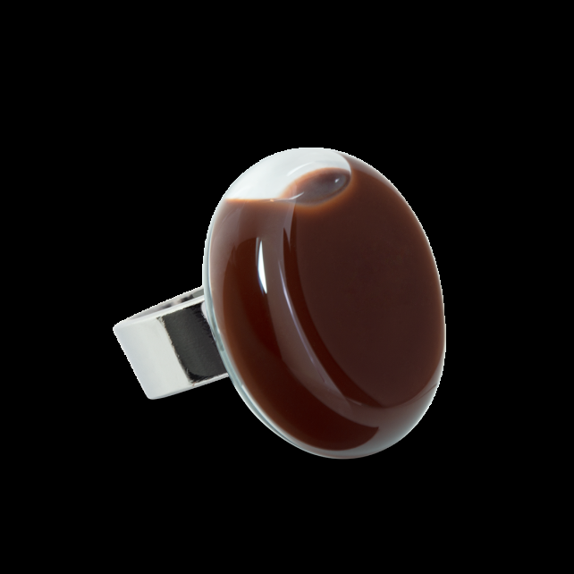 pylones Bague en verre soufflée - Platine Mini Milk