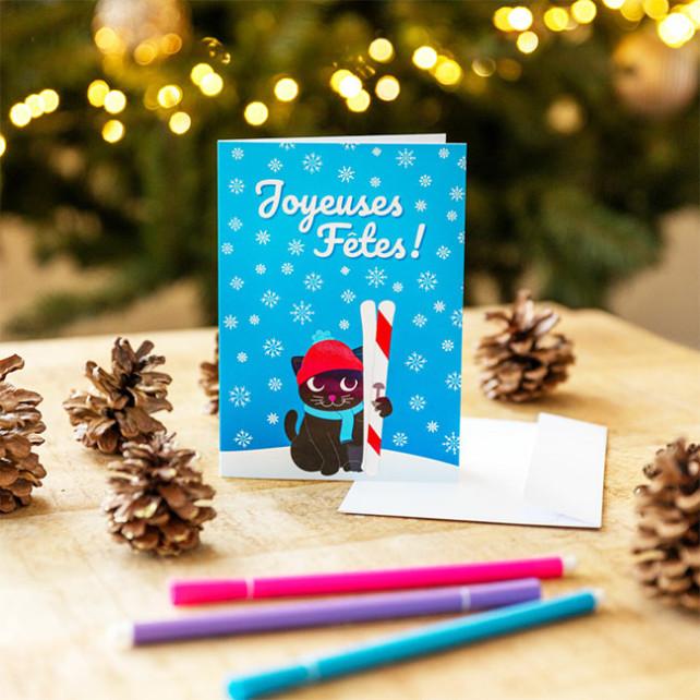 Pylones Carte De Voeux Joyeuses Fêtes - Wish You Cat