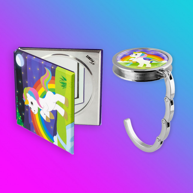 Pylones Set - 1 Accroche Sac à Main Et 1 Miroir