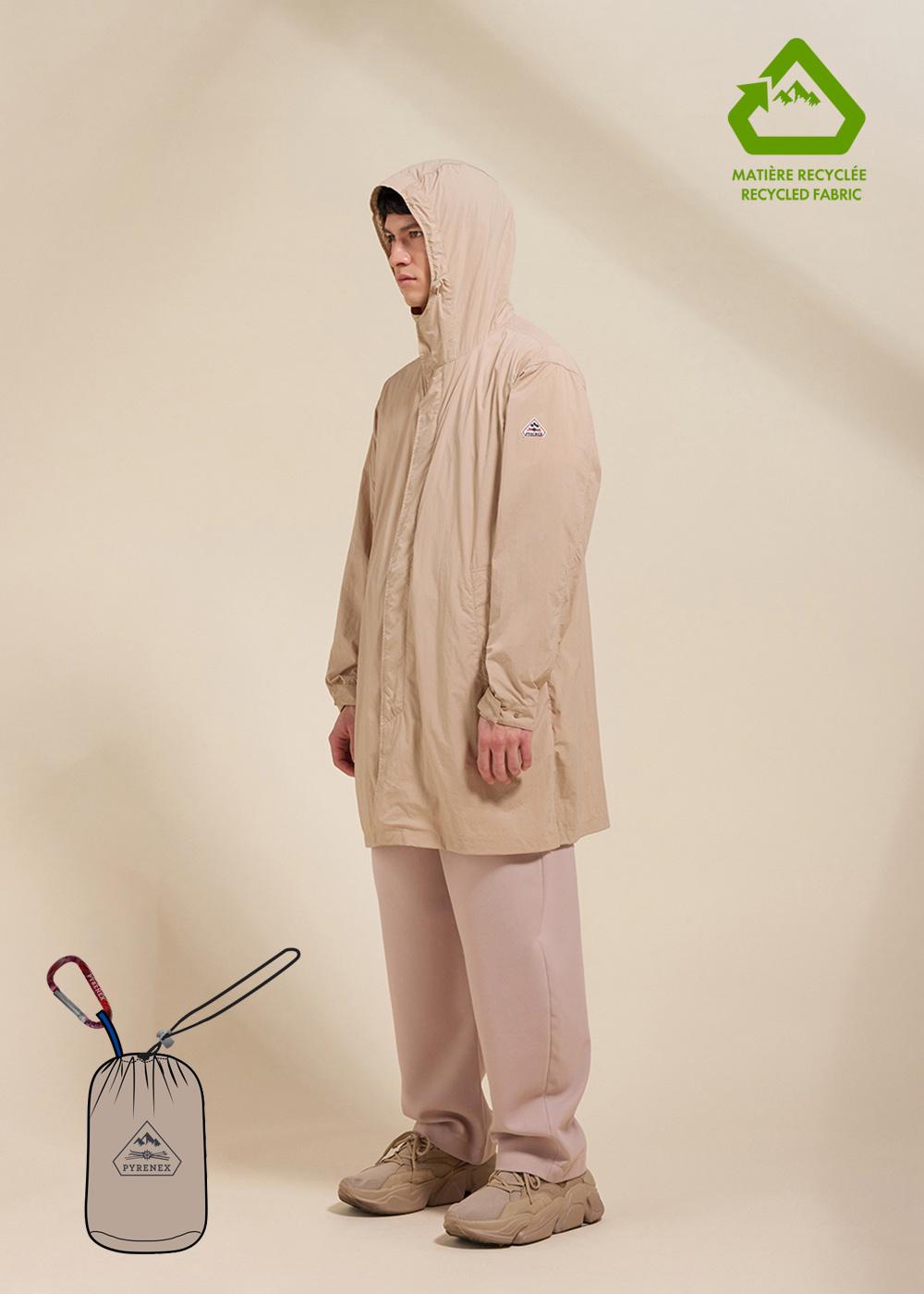 pyrenex Coupe-vent long à capuche unisexe Torrent Cuban sand