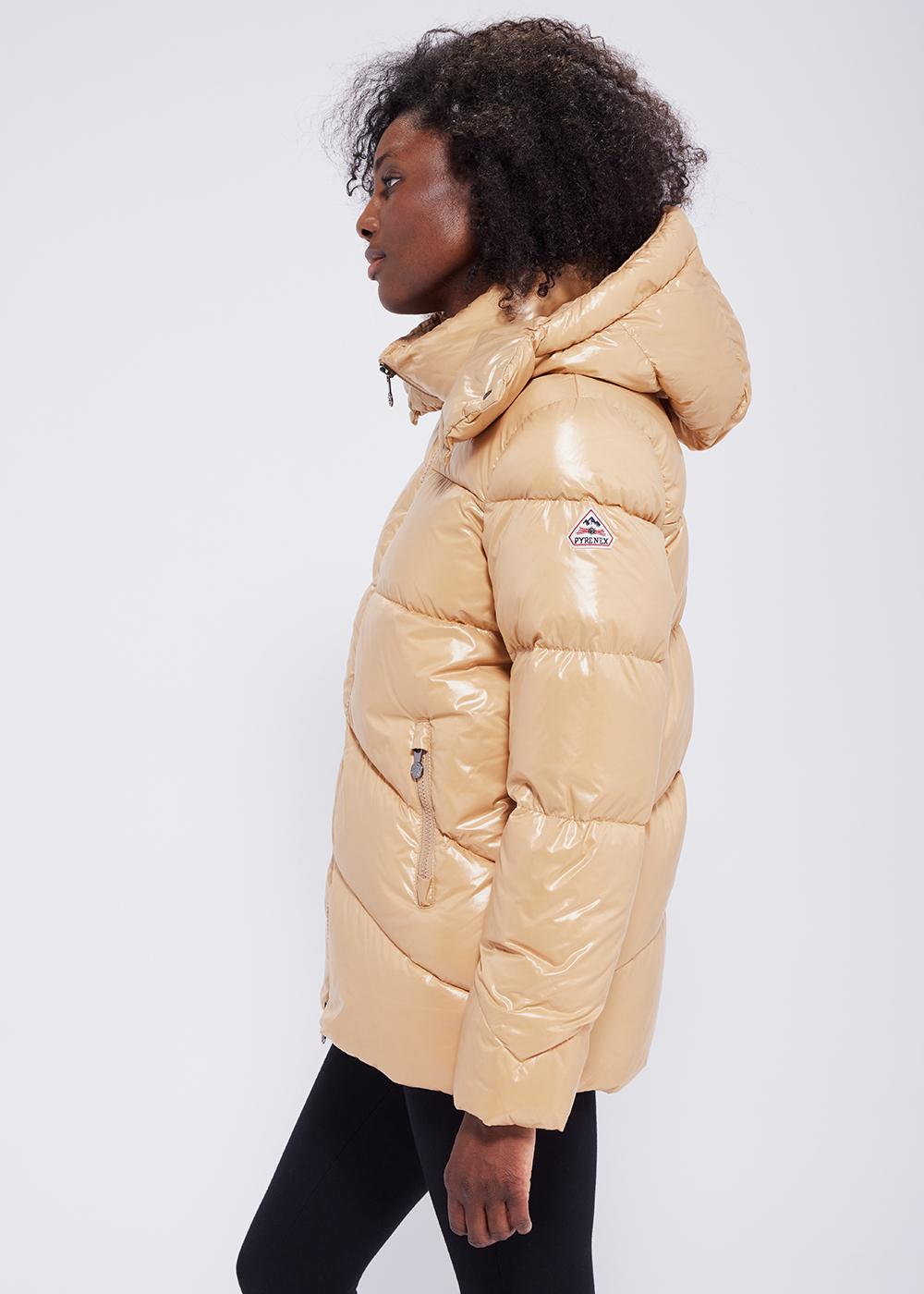 Pyrenex Doudoune Brillante Femme Pyrenex Galactic à Capuche Iced Coffee