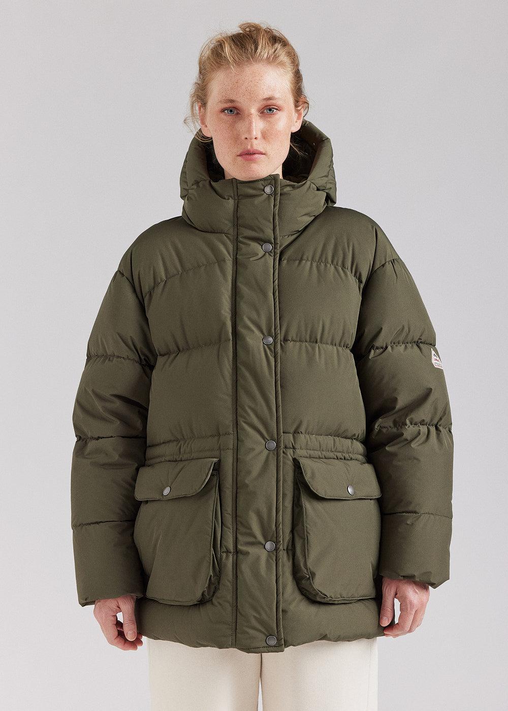 pyrenex Doudoune chaude à capuche pour femme pyrenex Adeline deep khaki