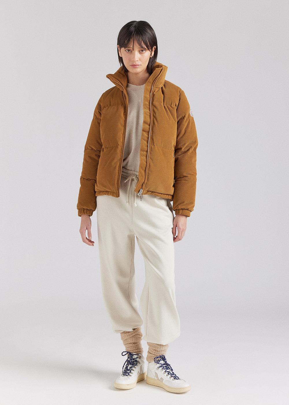 Pyrenex Doudoune Courte Femme En Velours Côtelé Pyrenex Goldin Bronze Brown