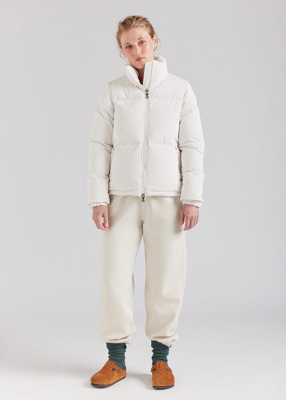 Pyrenex Doudoune Courte Femme En Velours Côtelé Pyrenex Goldin Blanche