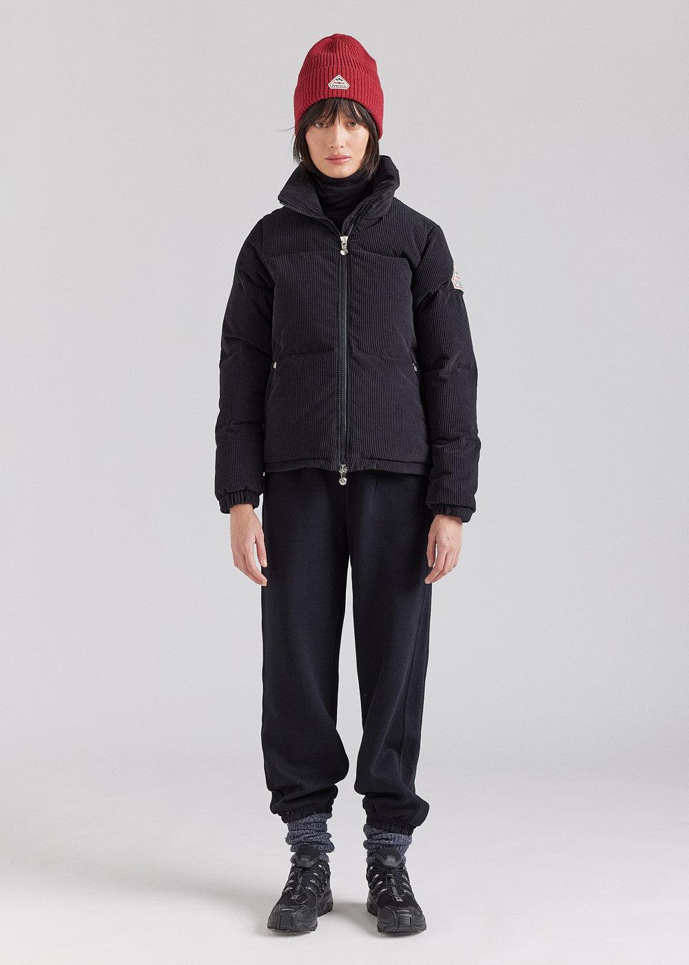 Pyrenex Doudoune Courte Femme En Velours Côtelé Pyrenex Goldin Noire