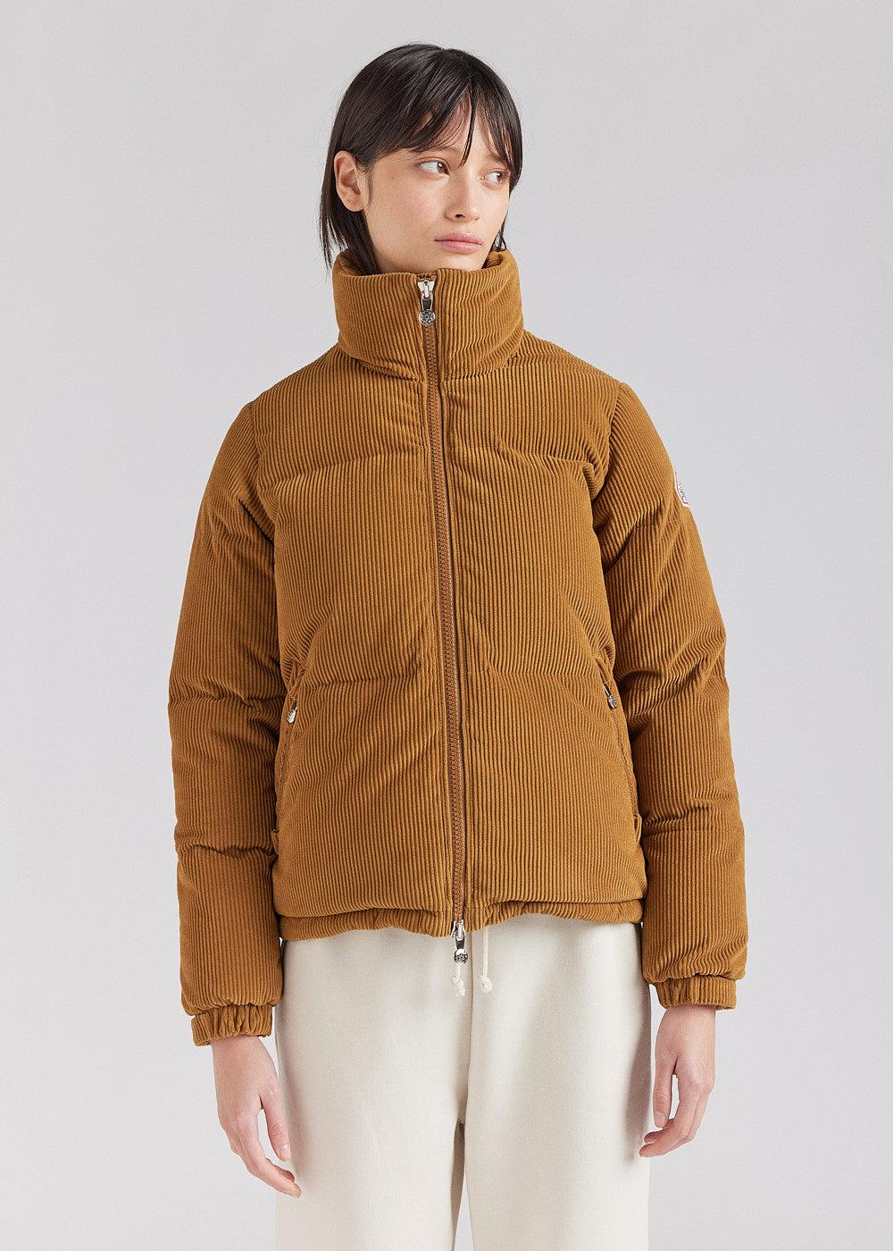 pyrenex Doudoune courte femme en velours côtelé Pyrenex Goldin Bronze Brown