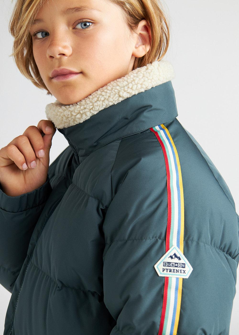Pyrenex Doudoune Enfants à Col Montant En Fausse Fourrure Deer Pyrenex X Bonton Baltic Green