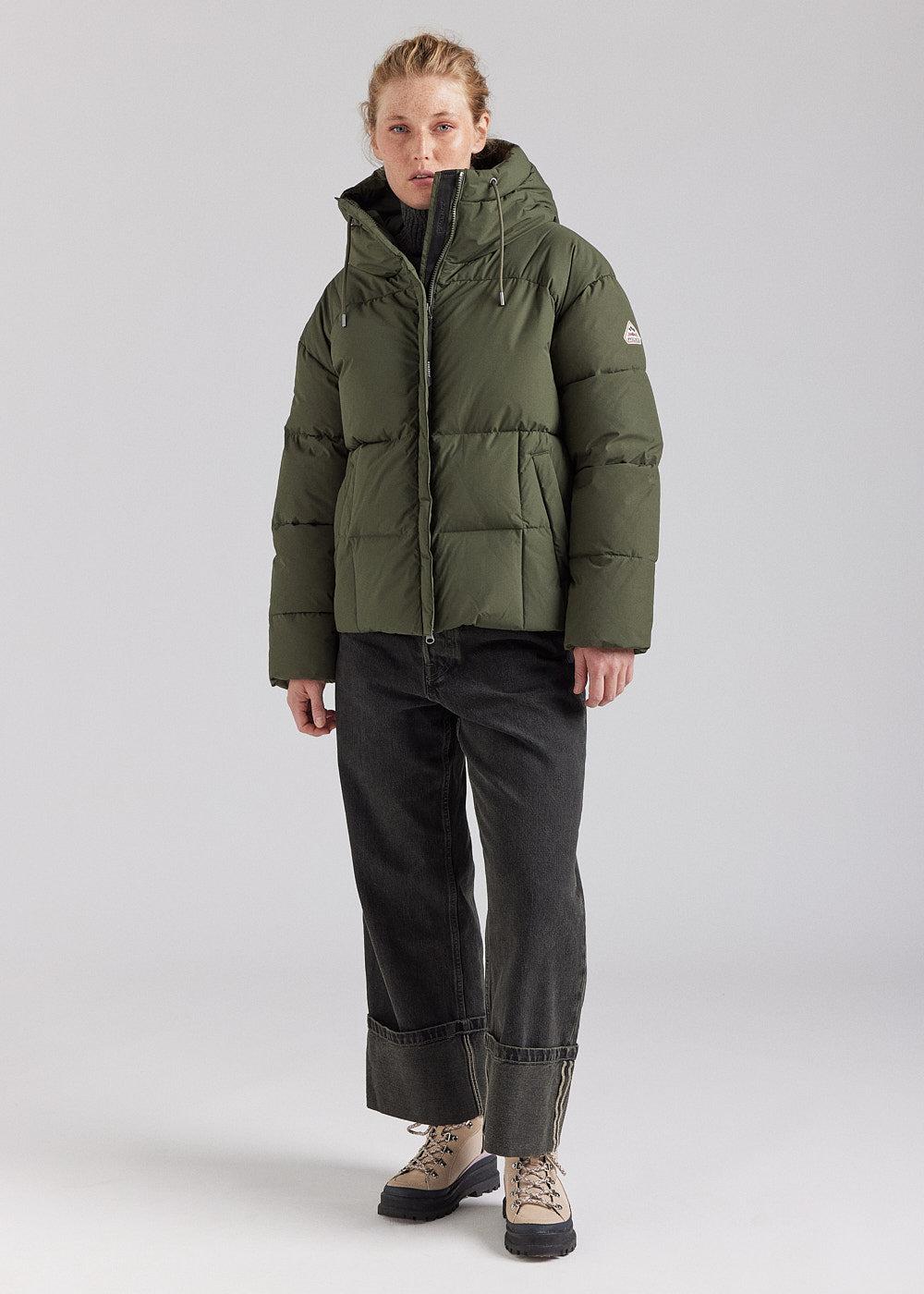 Pyrenex Doudoune Femme Pyrenex Harmonie à Capuche Enveloppante Khaki