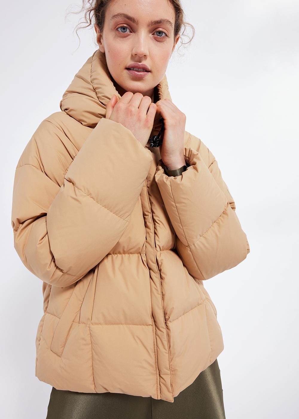 Pyrenex Doudoune Femme Pyrenex Harmonie à Capuche Enveloppante Iced Coffee