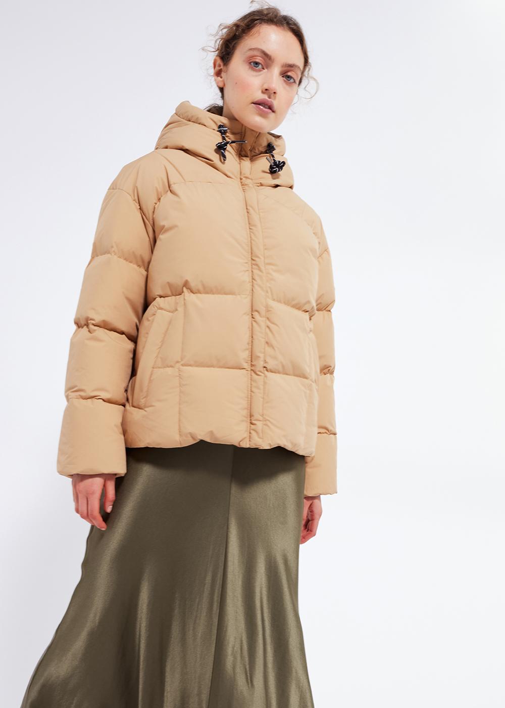 pyrenex Doudoune femme Pyrenex Harmonie à capuche enveloppante Iced coffee