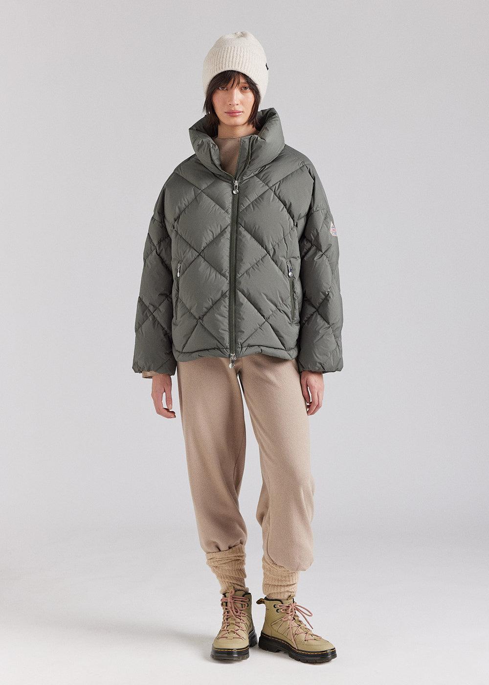 Pyrenex Doudoune Oversize Femme Pyrenex Adele Avec Col Enveloppant Deep Khaki