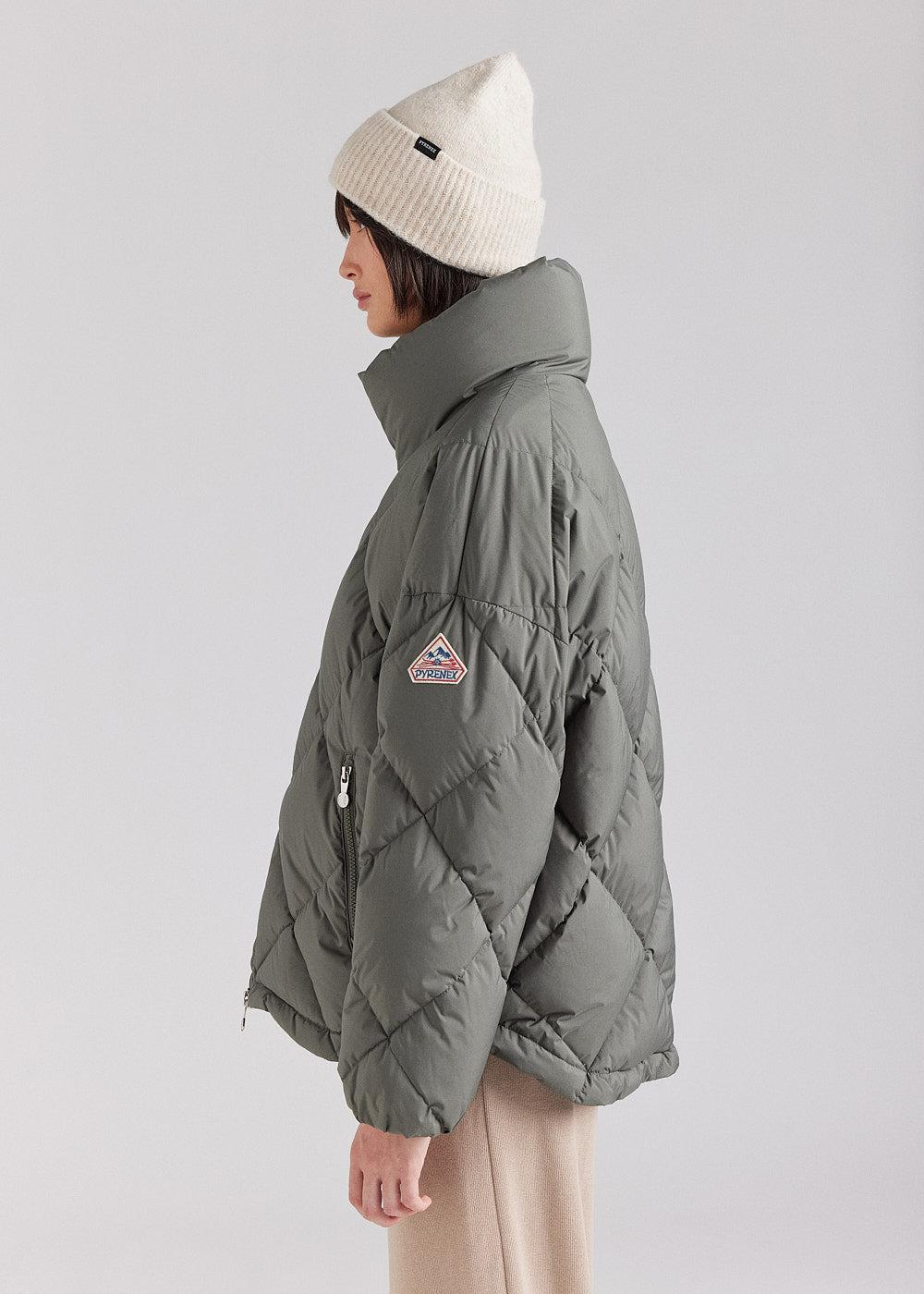 Pyrenex Doudoune Oversize Femme Pyrenex Adele Avec Col Enveloppant Deep Khaki