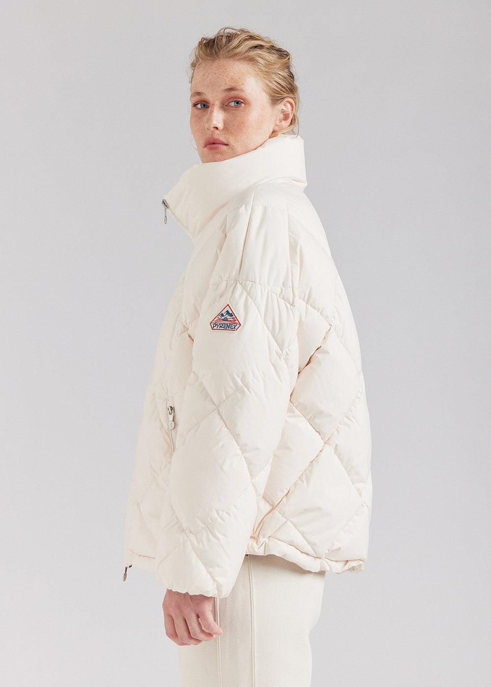 Pyrenex Doudoune Oversize Femme Pyrenex Adele Avec Col Enveloppant Chalk