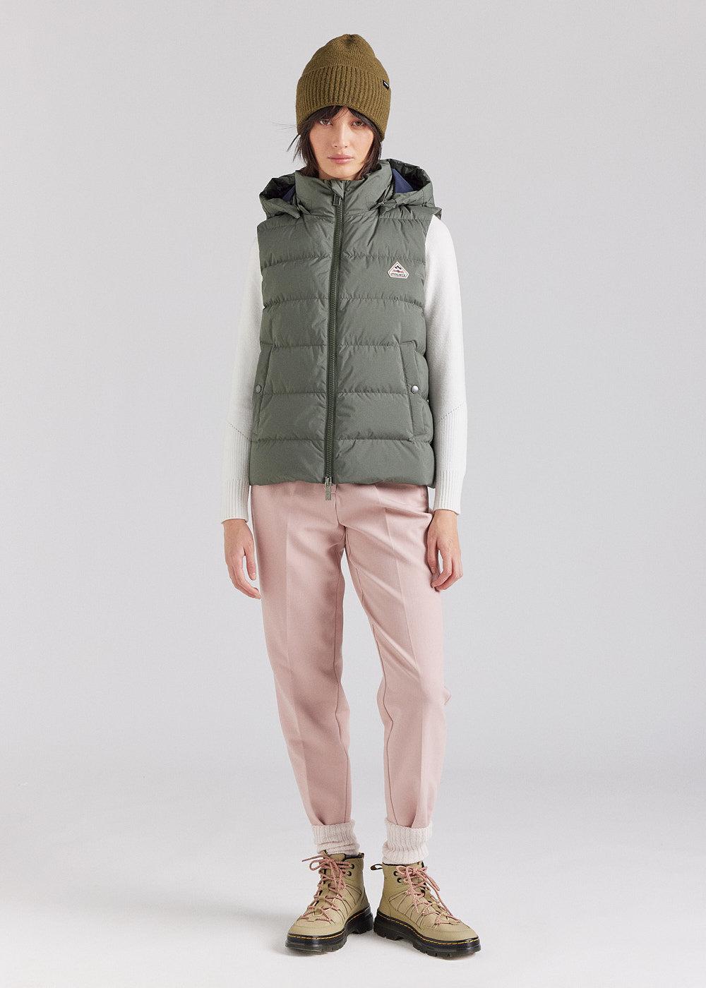 Pyrenex Doudoune Sans-manches Femme Pyrenex Spoutnic à Capuche Amovible Deep Khaki