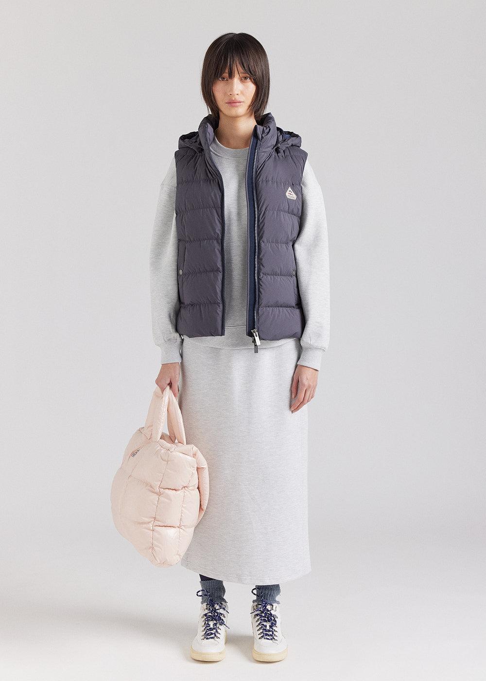 Pyrenex Doudoune Sans-manches Femme Pyrenex Spoutnic à Capuche Amovible Grise