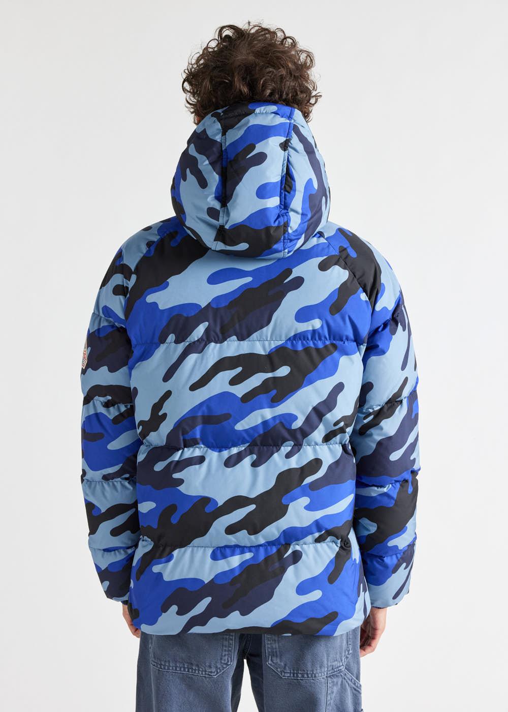 Pyrenex Doudoune Unisexe à Capuche Pyrenex Sten En Tissu Camouflage Camo Blue Print