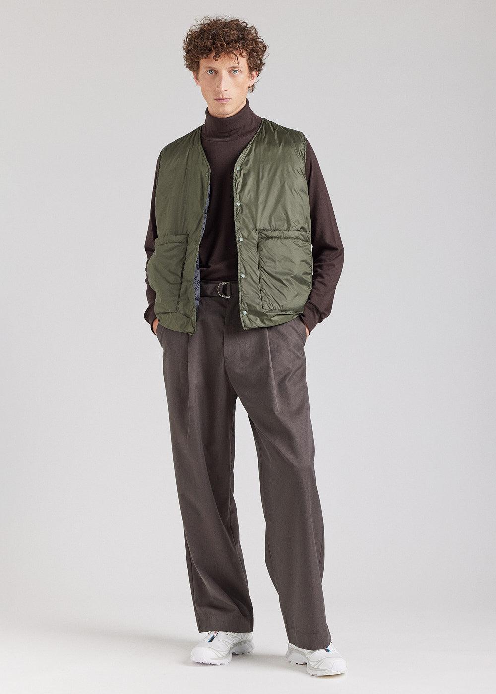 Pyrenex Gilet Sans Manches Pour Homme Reversible Pyrenex Ando Deep Khaki