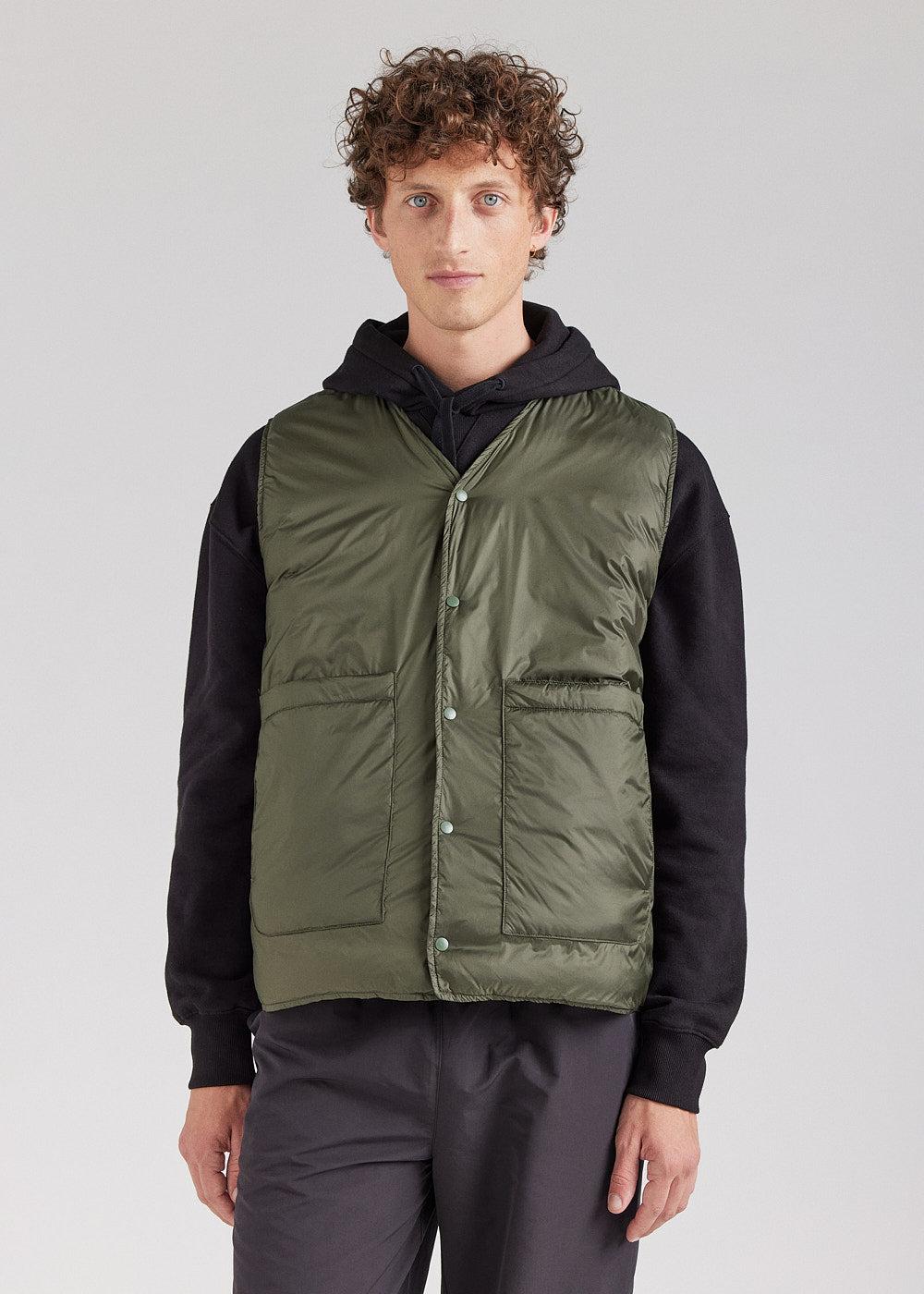 pyrenex Gilet sans manches pour homme reversible Pyrenex Ando deep khaki