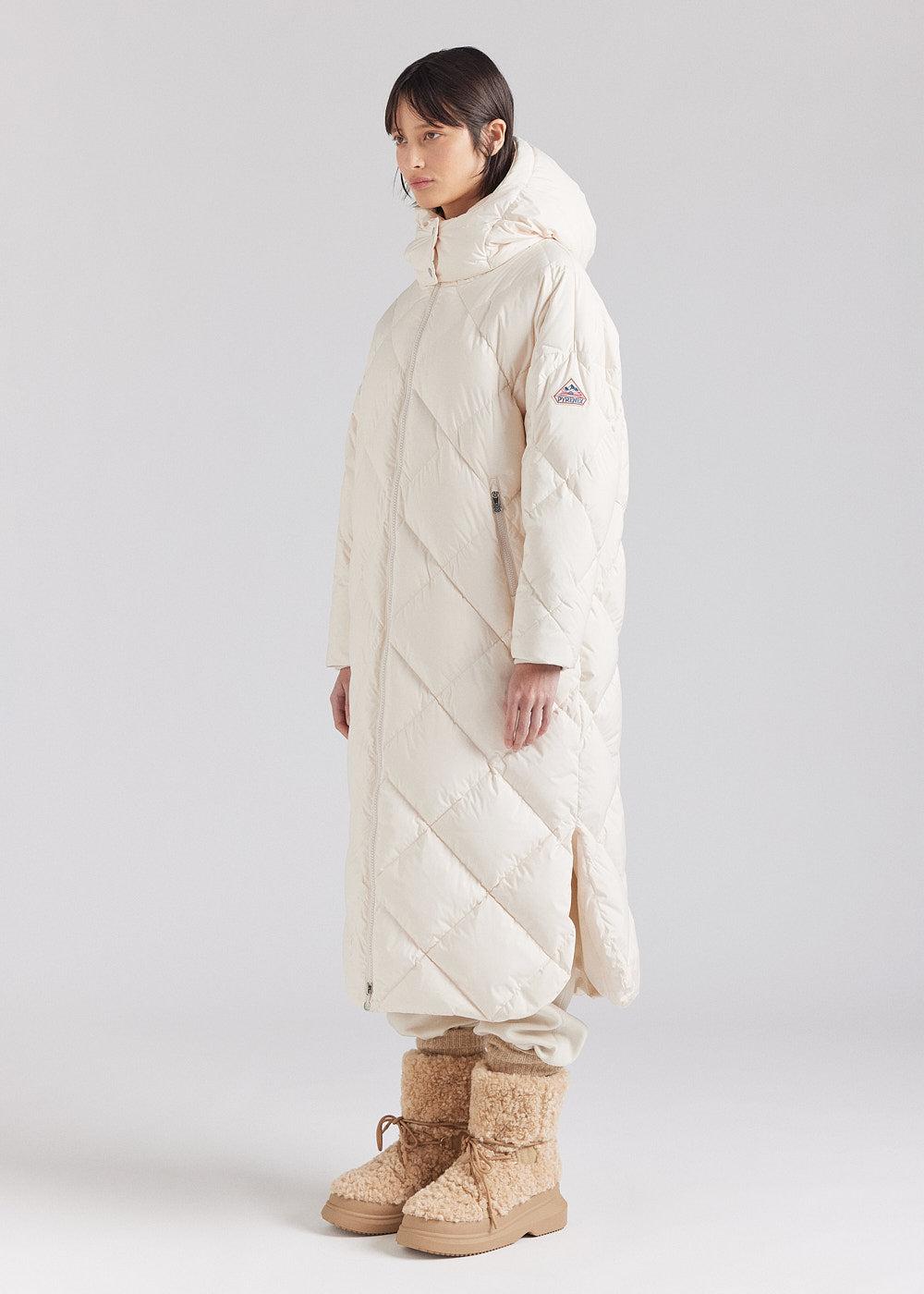 pyrenex Manteau long pour femme en duvet naturel Pyrenex Adele Coat blanc cassé