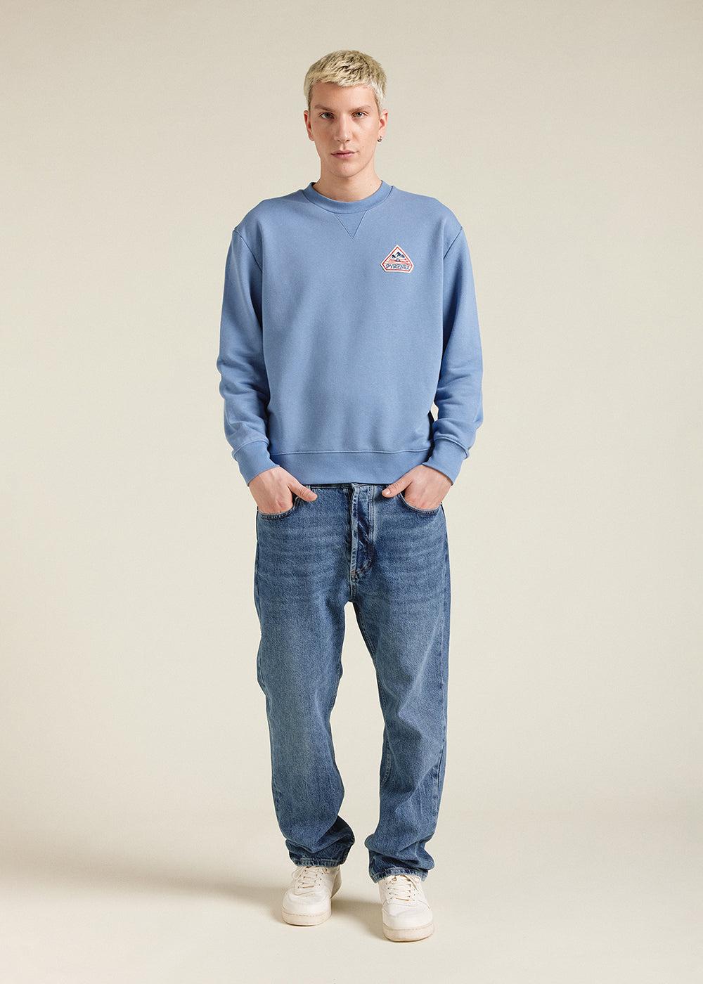 Pyrenex Sweat à Col Rond Unisexe En Coton Bio Pyrenex Phase Coronet Blue