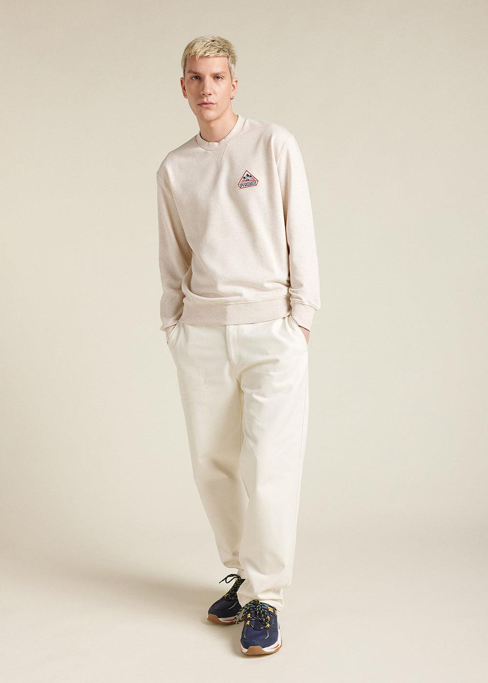 Pyrenex Sweat à Col Rond Unisexe En Coton Bio Pyrenex Phase Oat Meal Heather