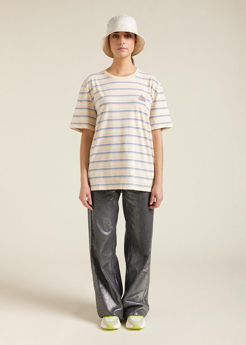 Pyrenex T-shirt Unisexe à Rayures En Coton Biologique Pyrenex Horizon Anise Flower