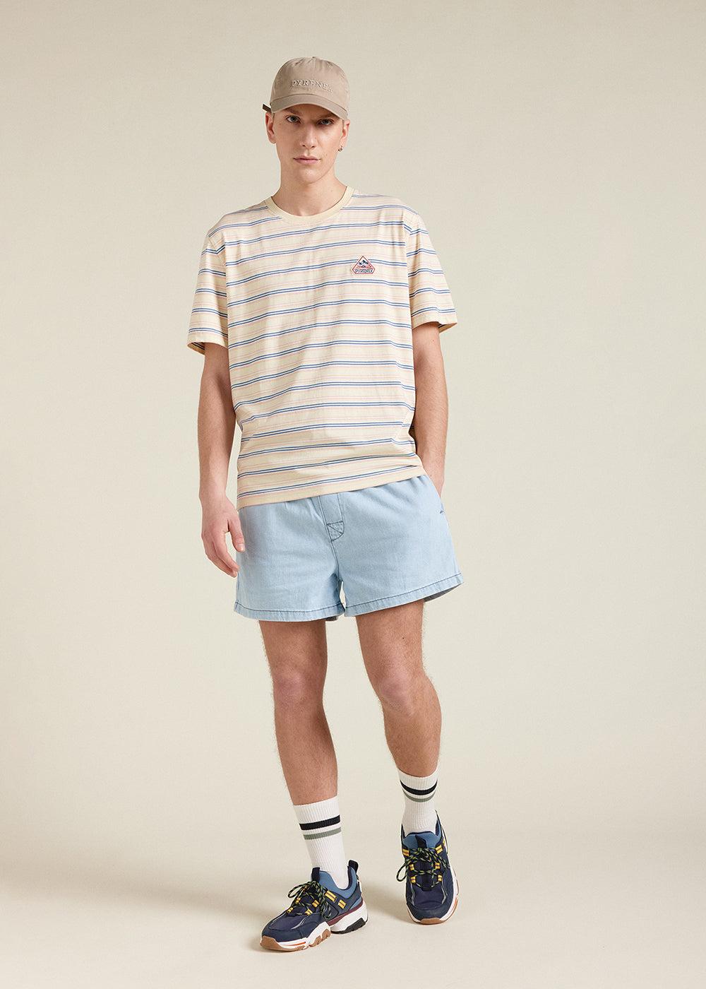 Pyrenex T-shirt Unisexe à Rayures En Coton Biologique Pyrenex Horizon Anise Flower