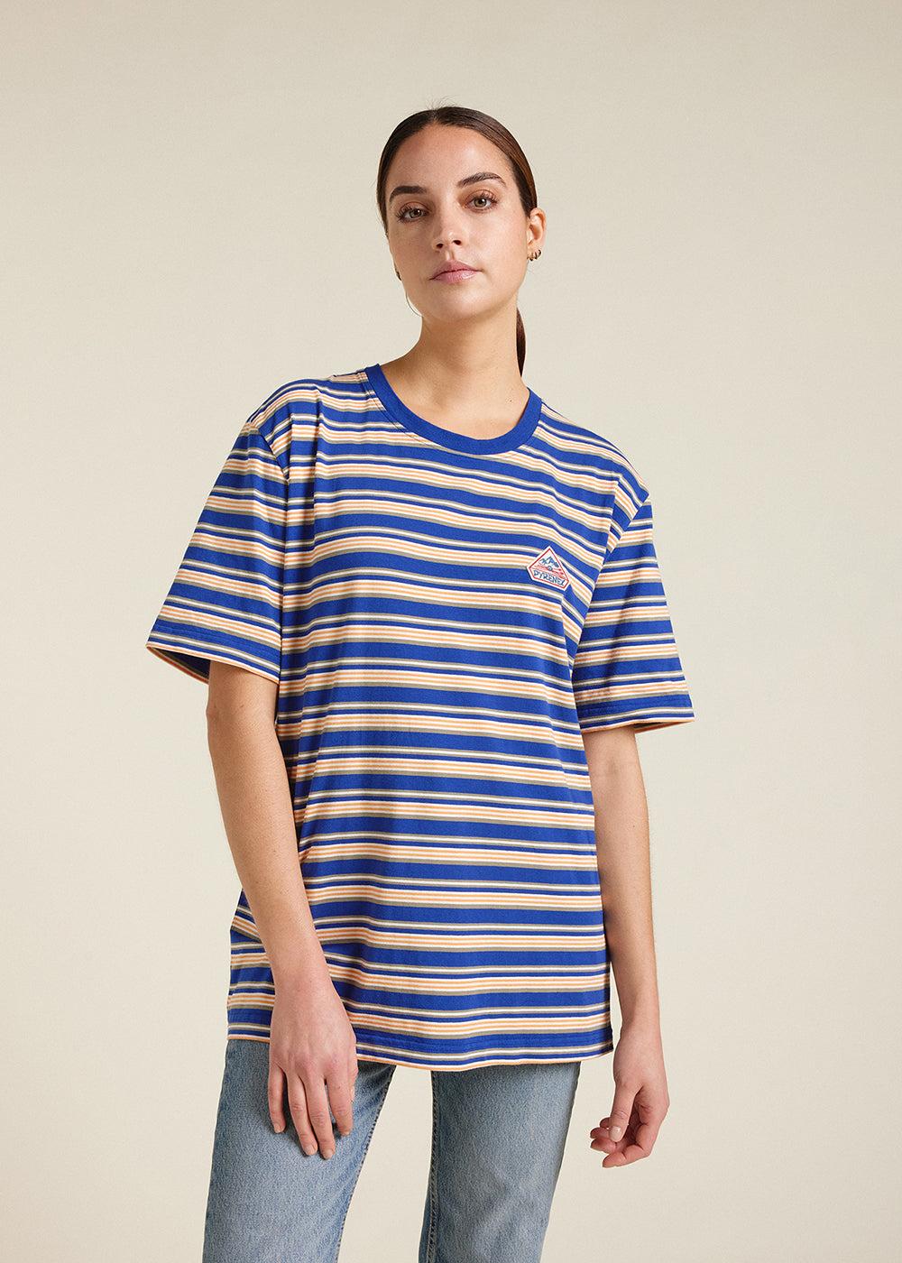 Pyrenex T-shirt Unisexe à Rayures En Coton Biologique Pyrenex Horizon Blue Print