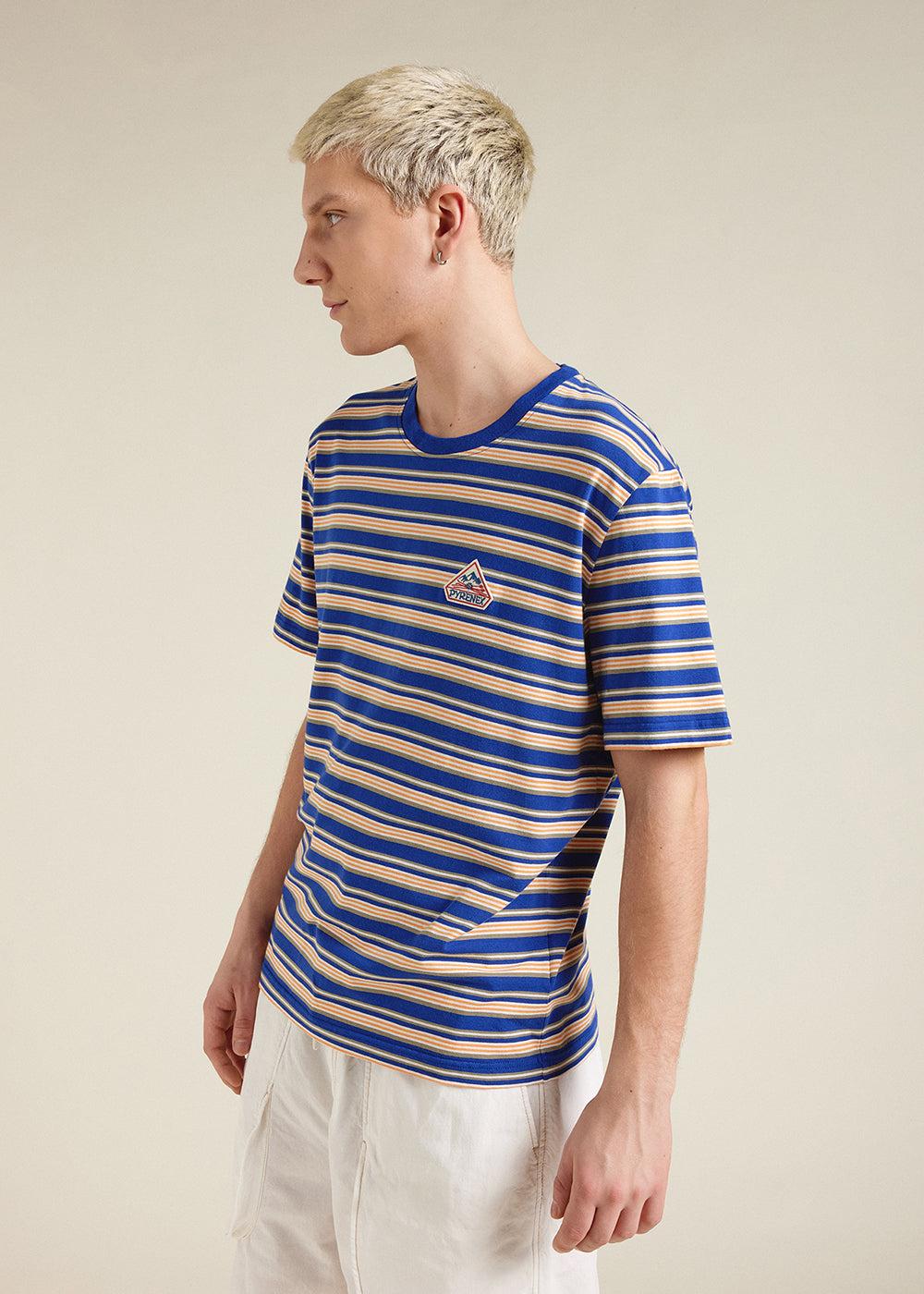 Pyrenex T-shirt Unisexe à Rayures En Coton Biologique Pyrenex Horizon Blue Print