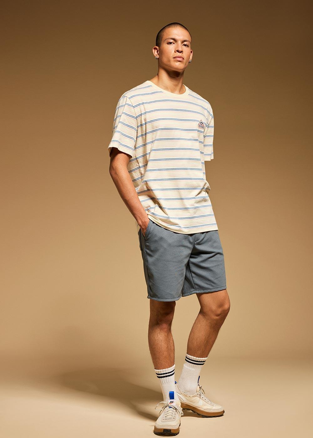 pyrenex T-shirt unisexe à rayures en coton biologique Pyrenex Horizon Anise flower