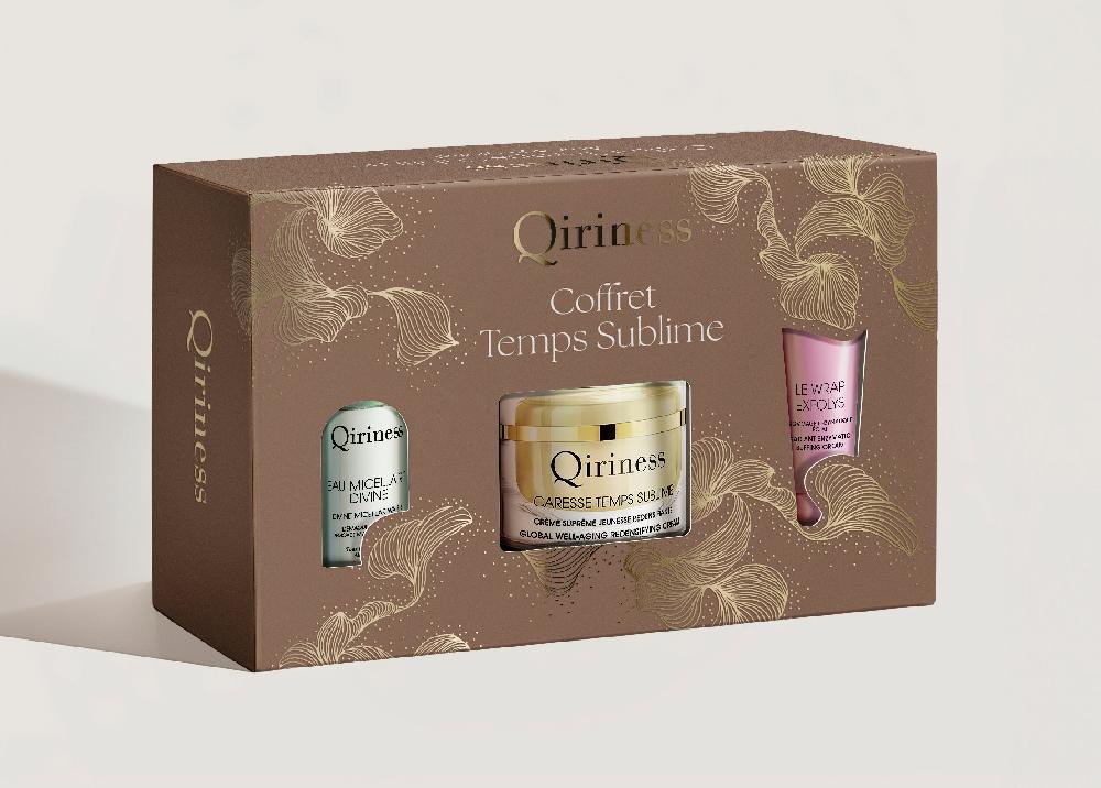 Qiriness Coffret Soins Anti-âge - Exfoliant Crème Eau Micellaire - Temps Sublime