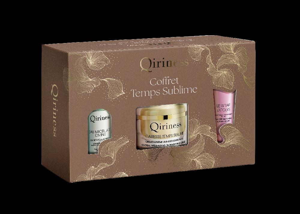 qiriness Coffret Soins Anti-âge - Exfoliant Crème Eau micellaire - Temps Sublime