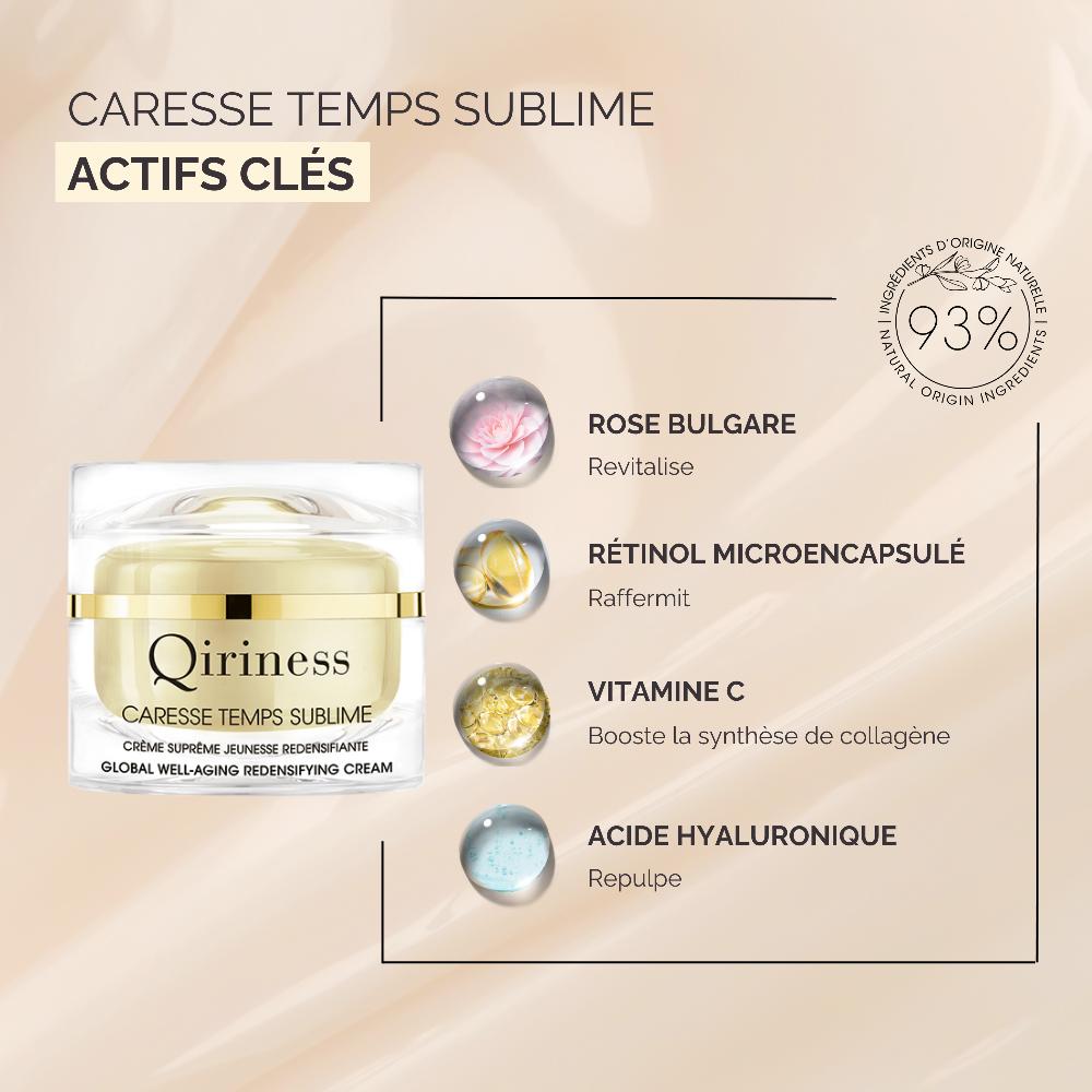 Qiriness Crème Anti-âge Globale - Acide Hyaluronique & Rétinol - Caresse Temps Sublime