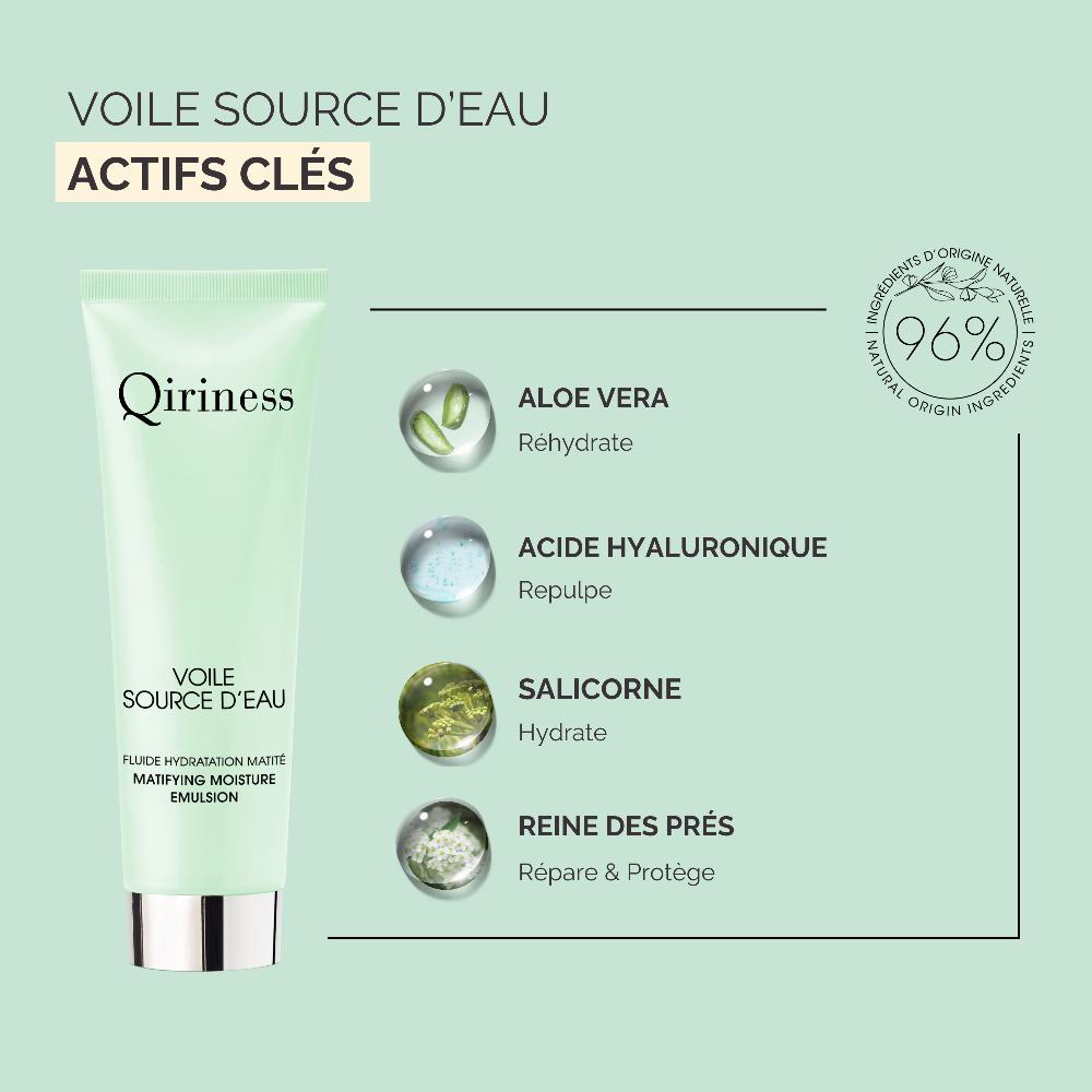 Qiriness Crème Hydratante Et Matifiante Acide Hyaluronique - Voile Source D'Eau