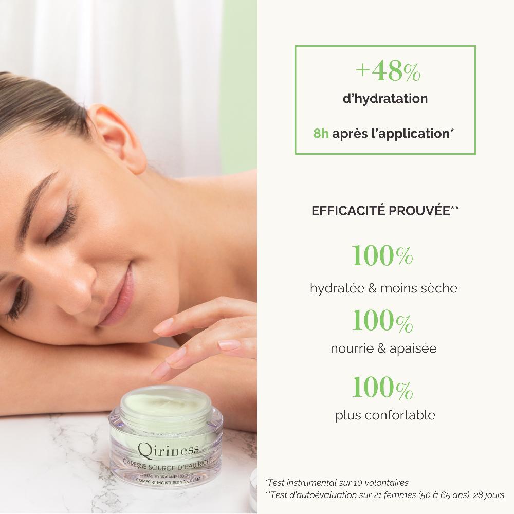 Qiriness Crème Hydratante Peau Sèche - Caresse Source D'Eau Riche