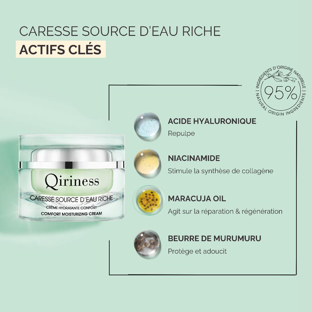 Qiriness Crème Hydratante Peau Sèche - Caresse Source D'Eau Riche