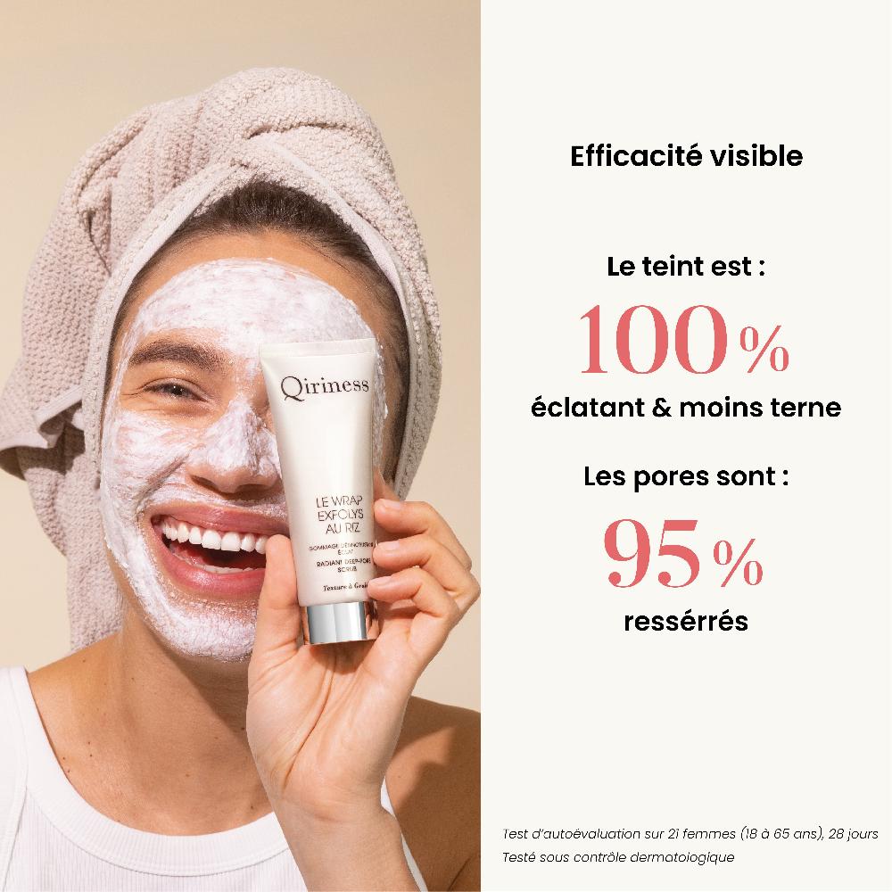 Qiriness Gommage Grains Purifiant - Riz & Hibiscus- Wrap Exfolys Au Riz