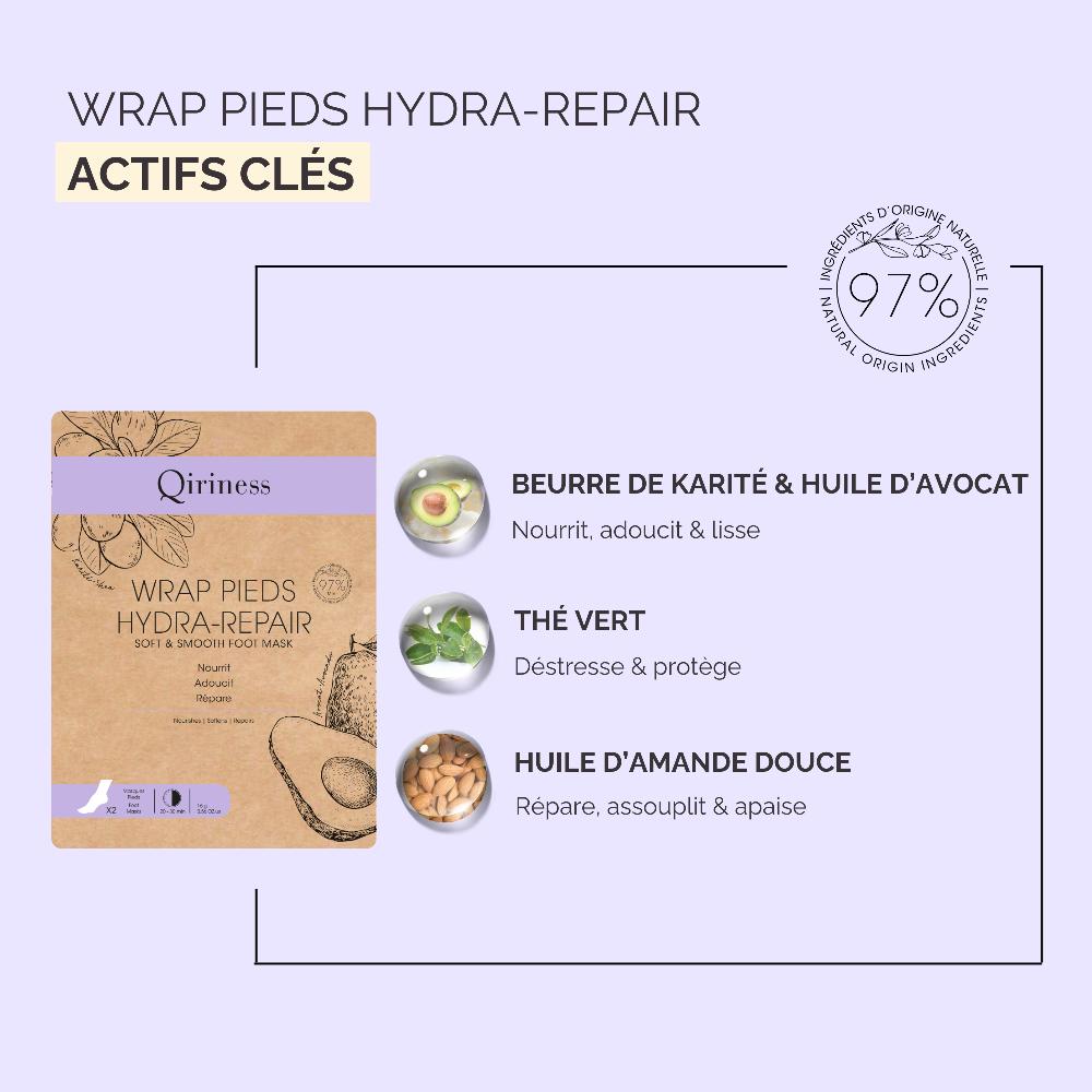 Qiriness Masque Pieds Enveloppant Hydratant - Wrap Pieds Hydra-Repair