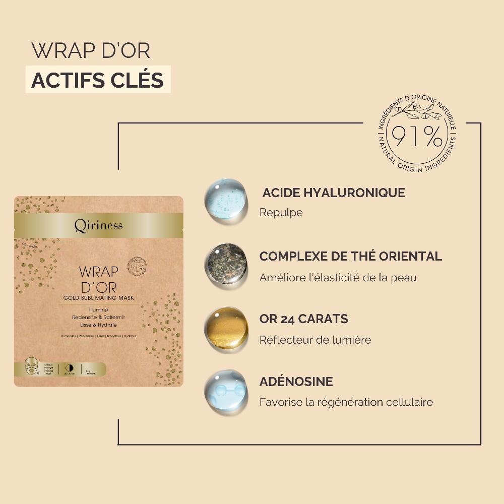 Qiriness Masque Repulpant Anti-âge Acide Hyaluronique - Wrap D'Or