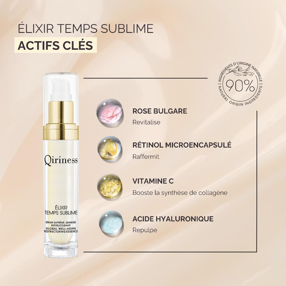 Qiriness Sérum Anti-âge Liftant Acide Hyaluronique & Rétinol AHA - Élixir Temps Sublime
