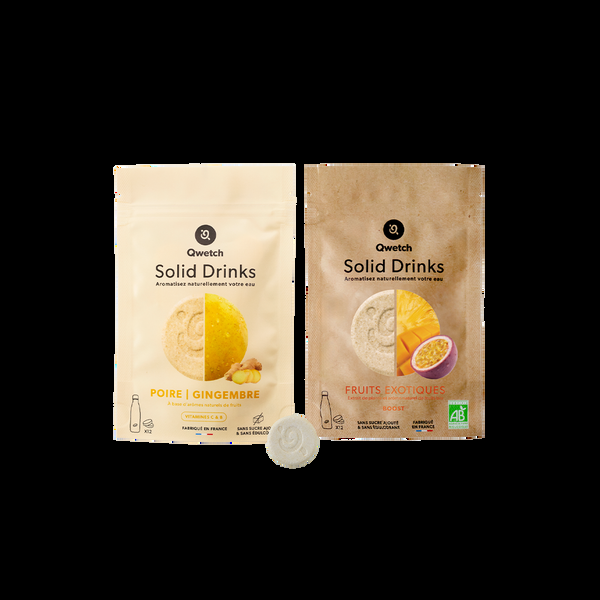 qwetch Poire Gingembre & Fruits Exotiques Kit Découverte Solid Drinks