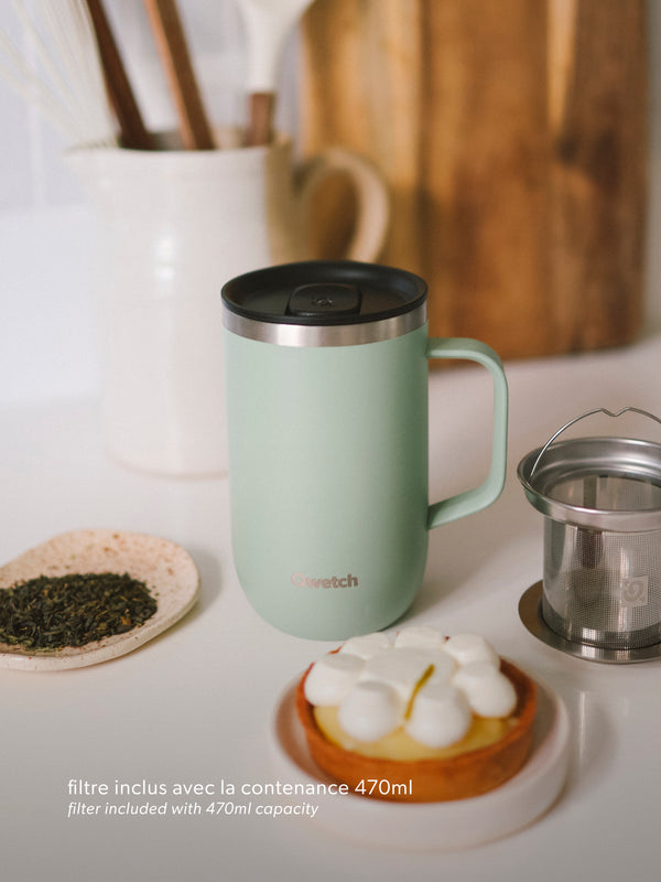 Qwetch Matt Tilleul Mug Tisanière Isotherme
