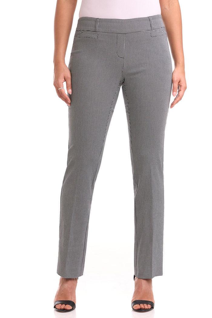 Rekucci Barely Bootcut Pants With Fake Pockets Black/white-houndstooth