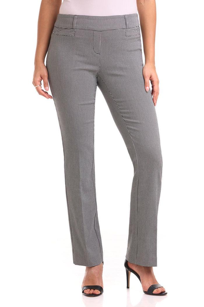 rekucci Barely Bootcut Pants with Fake Pockets black/white-houndstooth