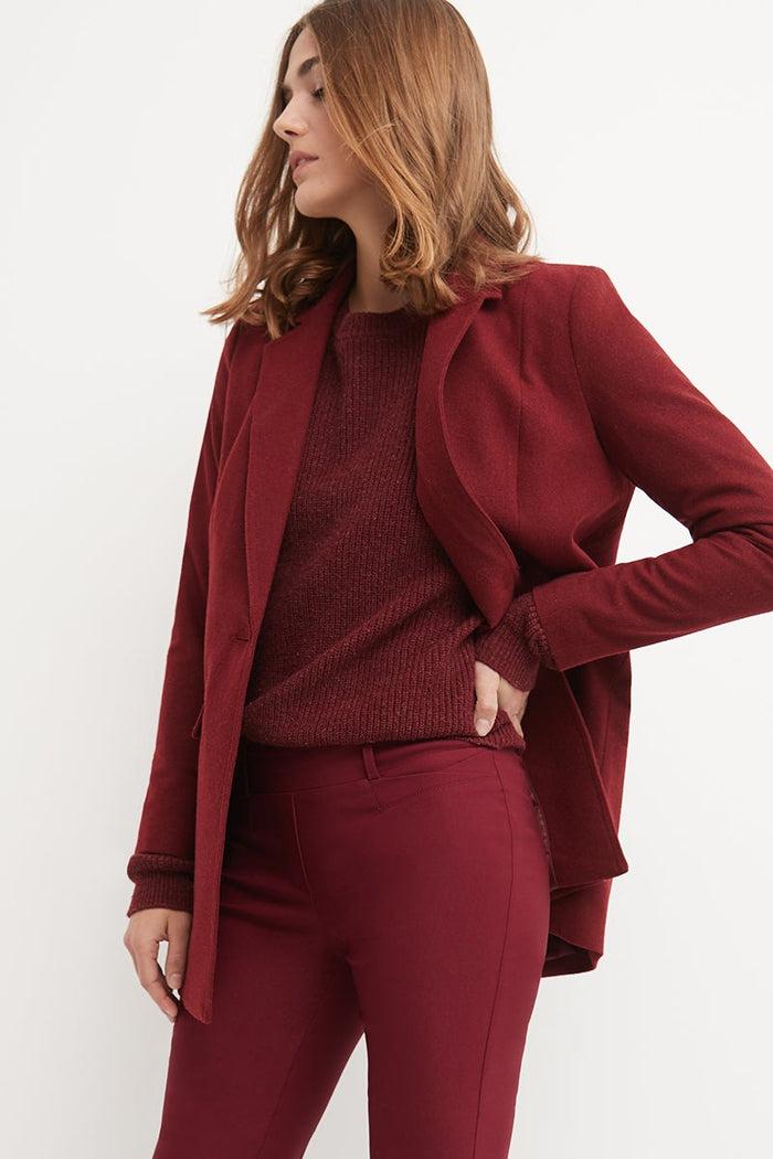 Rekucci Barely Bootcut Pants With Fake Pockets Burgundy