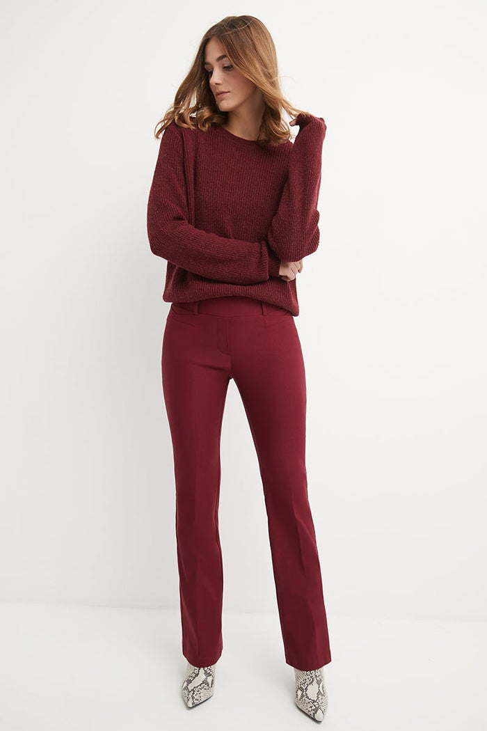 Rekucci Barely Bootcut Pants With Fake Pockets Burgundy