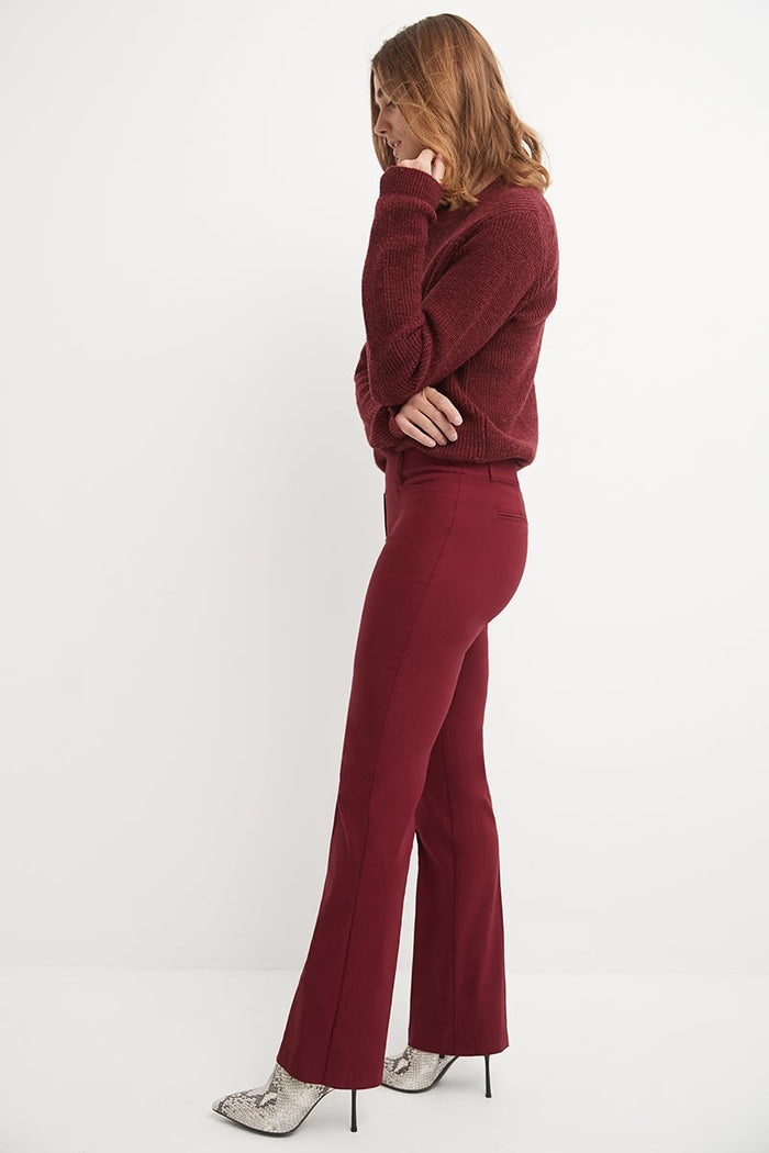Rekucci Barely Bootcut Pants With Fake Pockets Burgundy